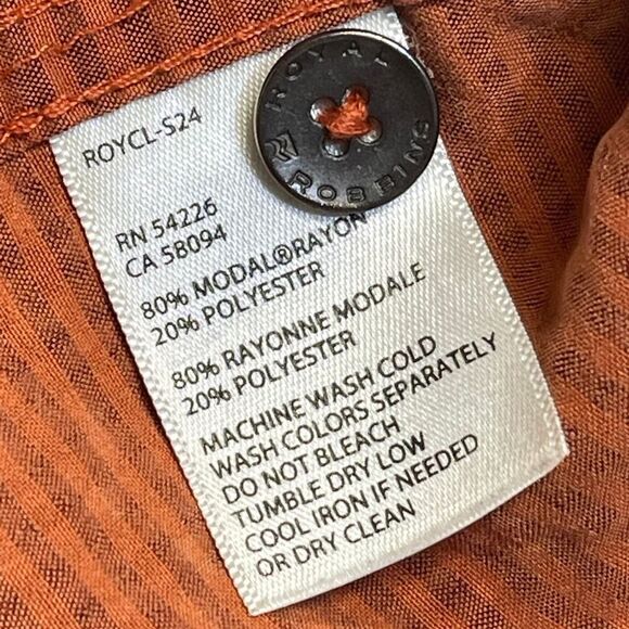 Royal Robbins mens long sleeve button up shirt sz Large orange relaxed fit shirt - Picture 10 of 12